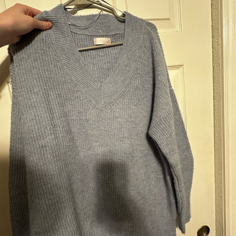 LC Lauren Conrad Blue V-Neck Sweater